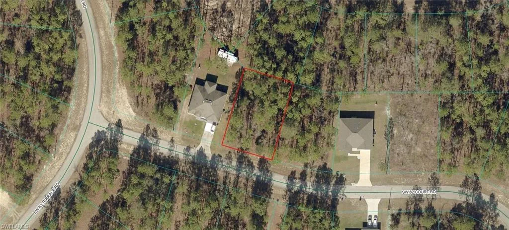 Aerial Property View. Displaying an overhead perspective of the property and its immediate surroundings