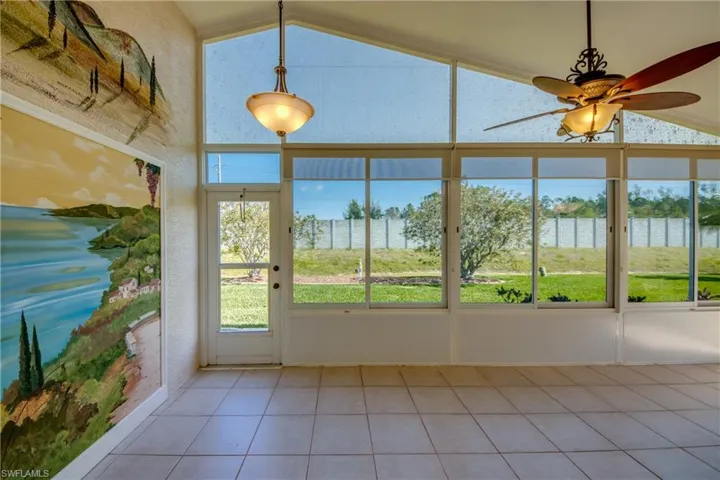 Lanai with Acrylic windows and roll down solar shades for privacy and light control.