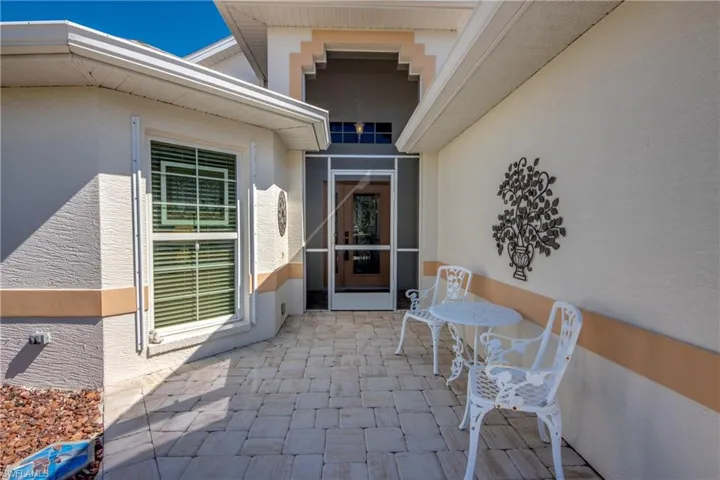 Walkway to screened entry.