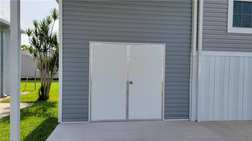 Shed featuring double doors for easy access