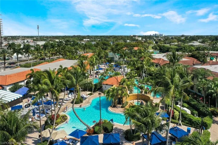 Bird's eye view of a pool area