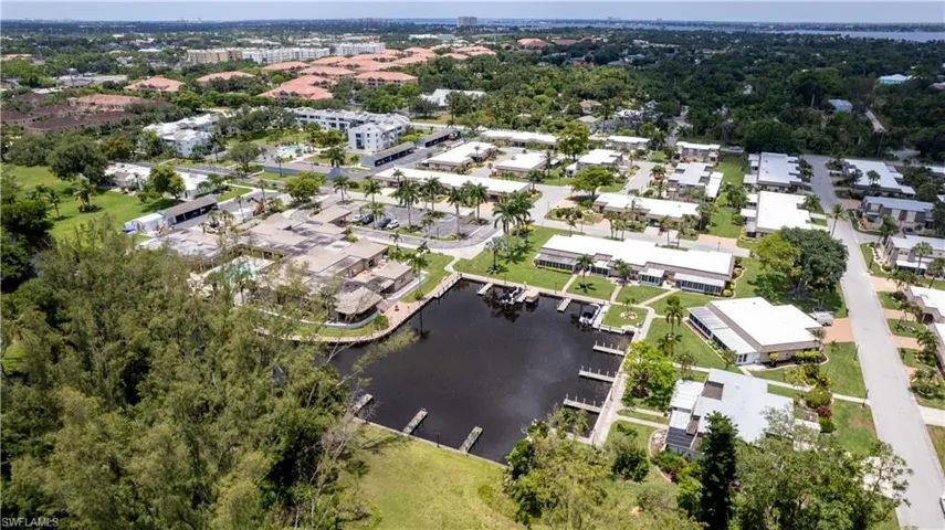 Birds Eye view showcasing the boat slips