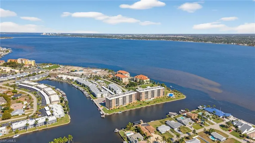 Aerial view of a large body of water