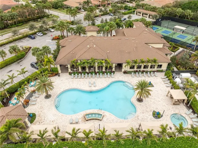 Community pool featuring a patio area