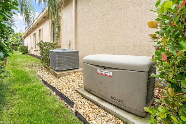 Exterior view of a power unit and stucco siding