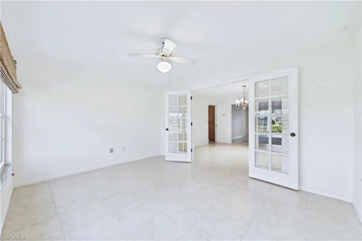 Den has French doors
