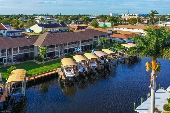 Bird's eye view of a nearby body of water