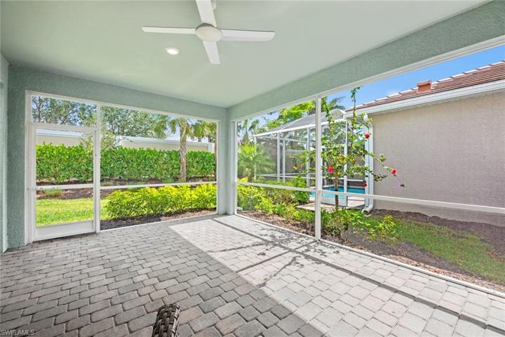 Covered lanai with fan and recessed lighting