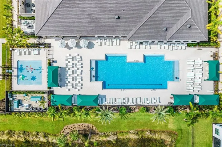 Aerial view of a pool area