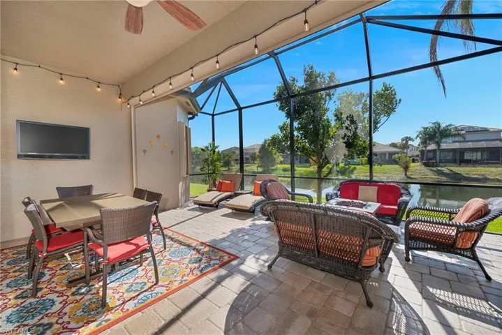 EXPANSIVE LANAI WITH A ROLL DOWN SHUTTER.