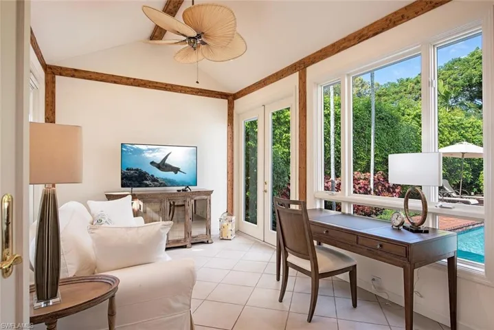 Den overlooking the pool.