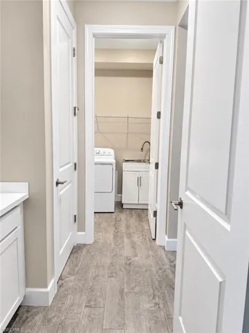 Wood-finish flooring throughout