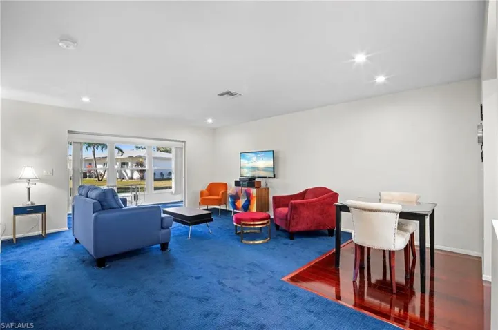 Living room with recessed lighting