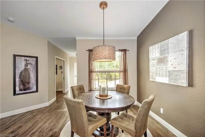 Fine dining, Cor-Tec premium LVP Flooring throughout main living area