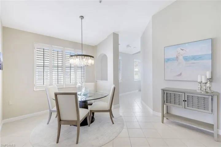 Dining area with new chandelier