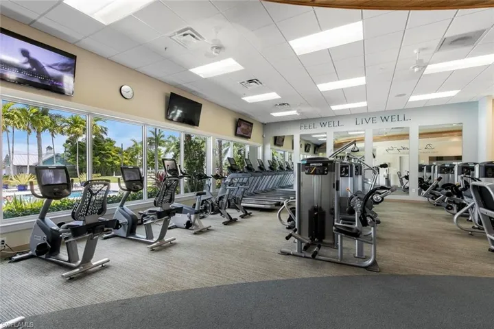 Exercise room featuring a paneled ceiling
