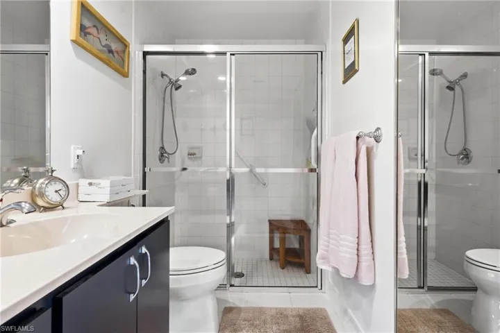 Well maintained primary bath with dual sinks and comfortable design.