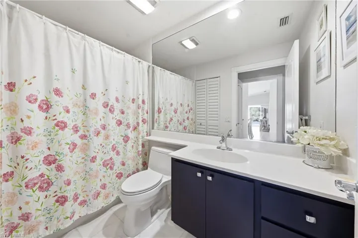 Guest bathroom offering privacy and easy accessibility.