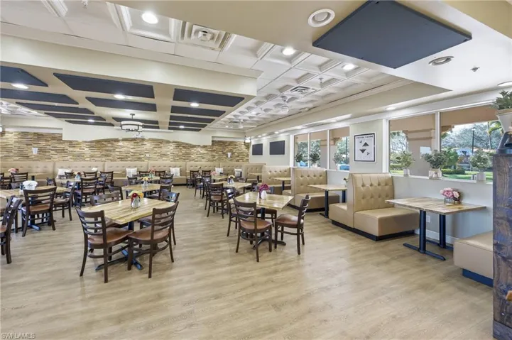 Community restaurant and gathering areas within the town center.