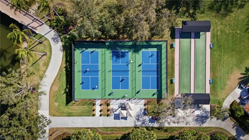 Dedicated tennis and pickleball courts providing year round recreational opportunities.