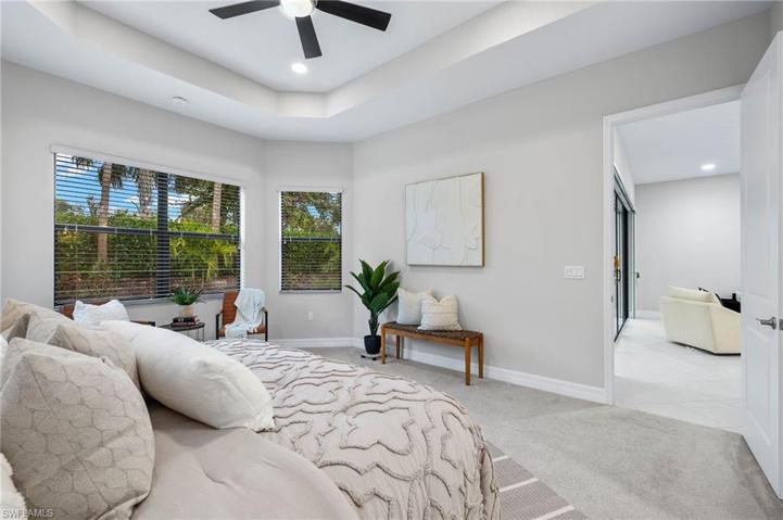 Master bedroom with coffered ceilings