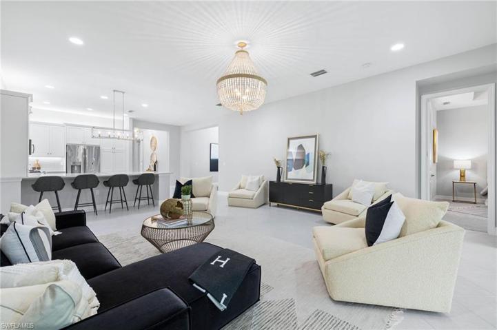 Open concept, kitchen, dining room and great room.
