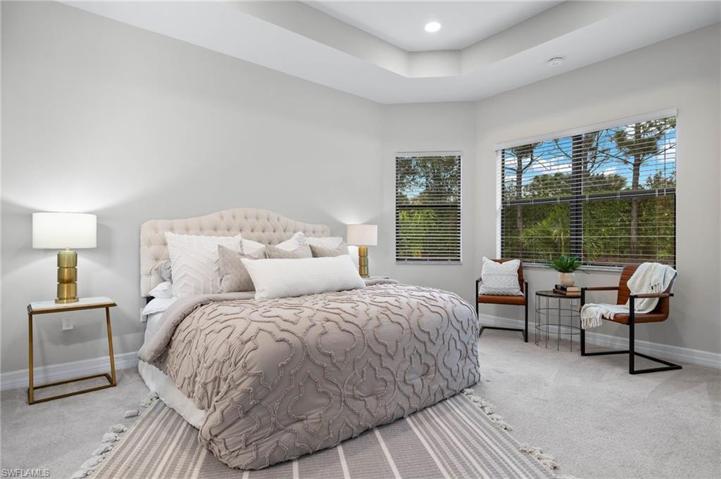 Master bedroom with coffered ceilings