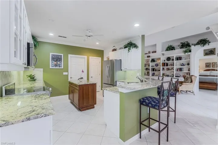 A kitchen with a view and plenty of prep space