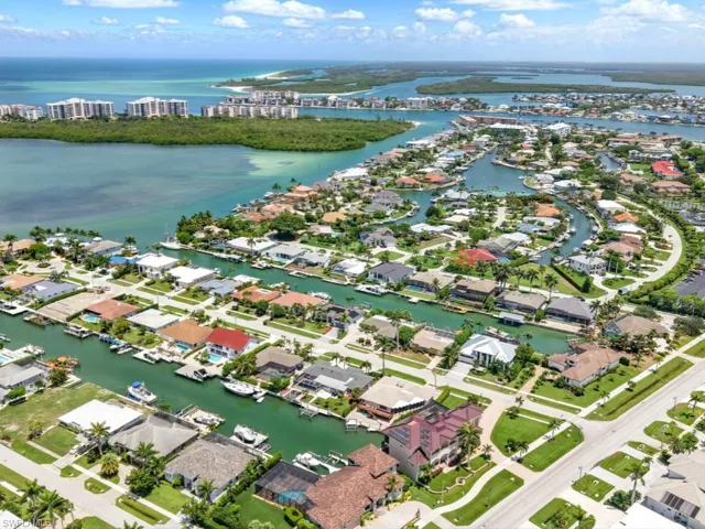 Aerial view of property's location close proximity to Marco River/Gulf