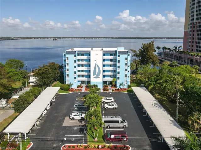 Drone / aerial view of a large body of water