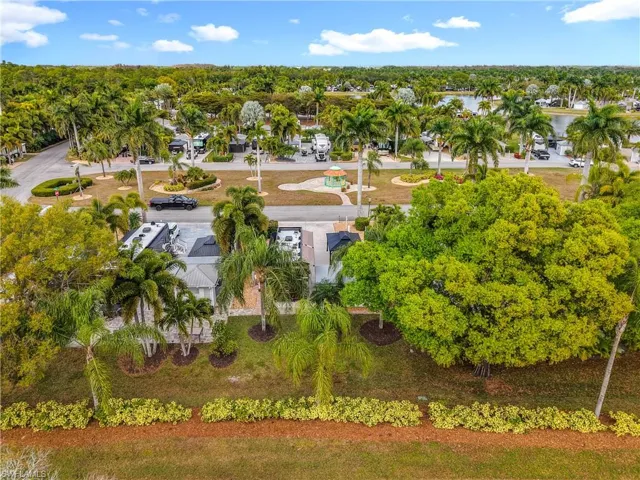 Drone / aerial view of a tree filled landscape