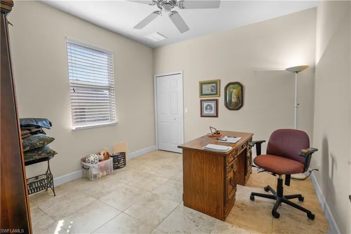 Nice sized guest rooms 12' x 11'. They can be used as a home office or den. Features walk-in closet, 2" white blinds, 20" porcelain tile and celing fan.