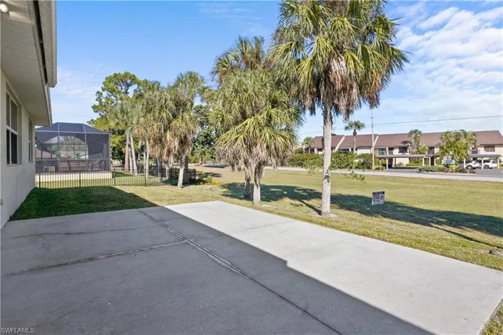 Concerte patio/terrace with plenty of space for grills and outdoor furniture.