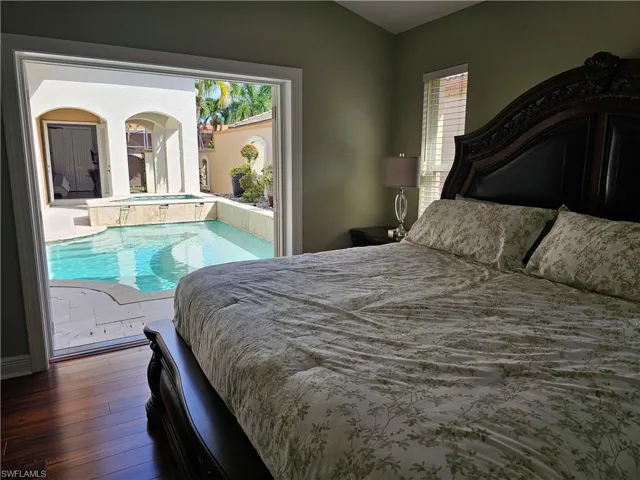 Master bedroom over looking the pool area