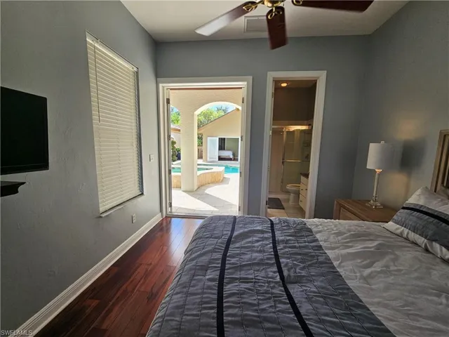 Guest room over looking the pool with private bathroom