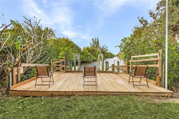 Wooden terrace with a water view