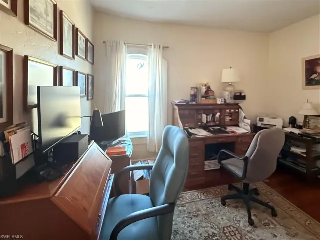 Office area with heart pine floors