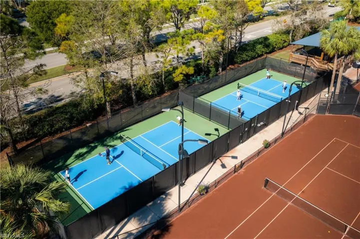 Aerial showing some of the tennis/pickleball courts