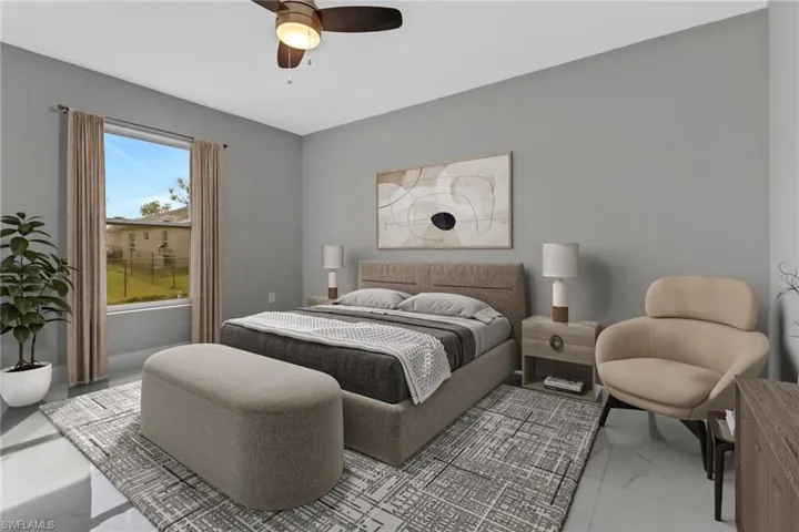Bedroom featuring ceiling fan