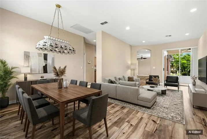 living room dining room AI staged