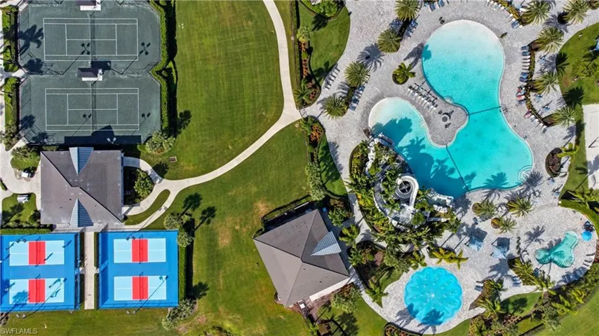 Aerial view of a pool area