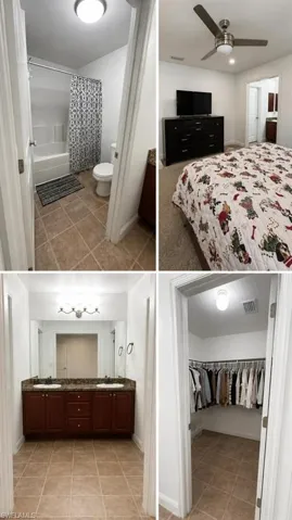 Property Interior. Illustrating the bedroom, bathroom, double vanity, and closet within the property