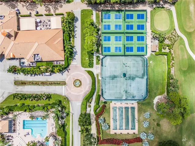 Drone / aerial view of a pool area