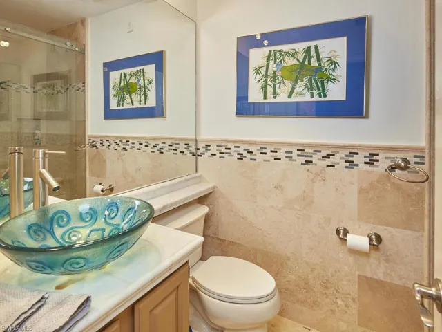 Guest bathroom with a LARGE shower.