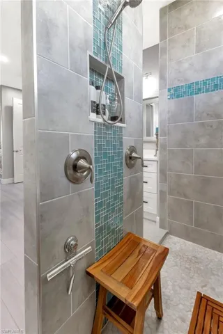 Bathroom with a tile shower