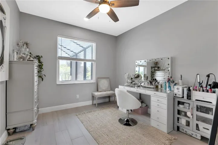 Home office featuring ceiling fan