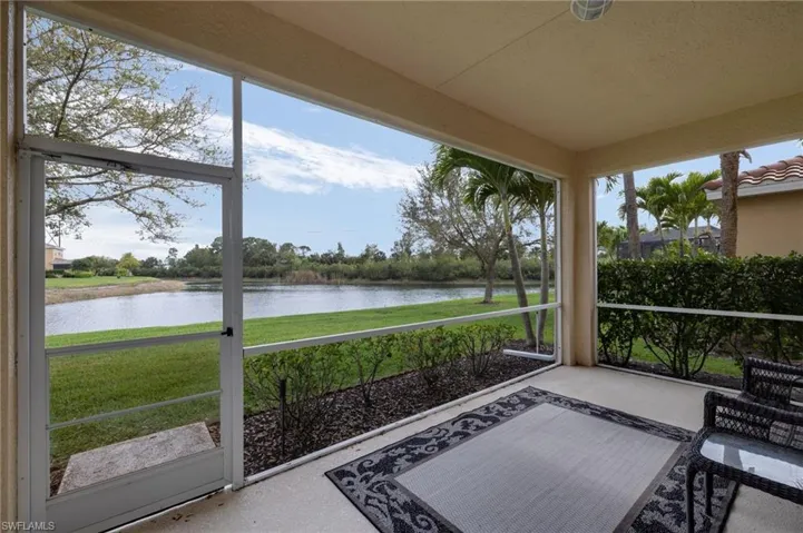 Sun room with a water view