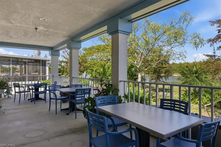 View of patio / terrace with outdoor dining area and a water view