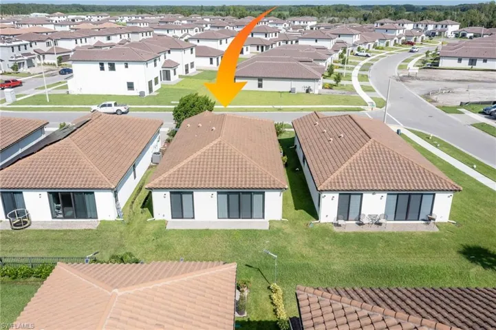 Aerial perspective of suburban area