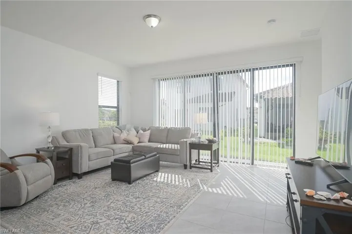 View of tiled living room